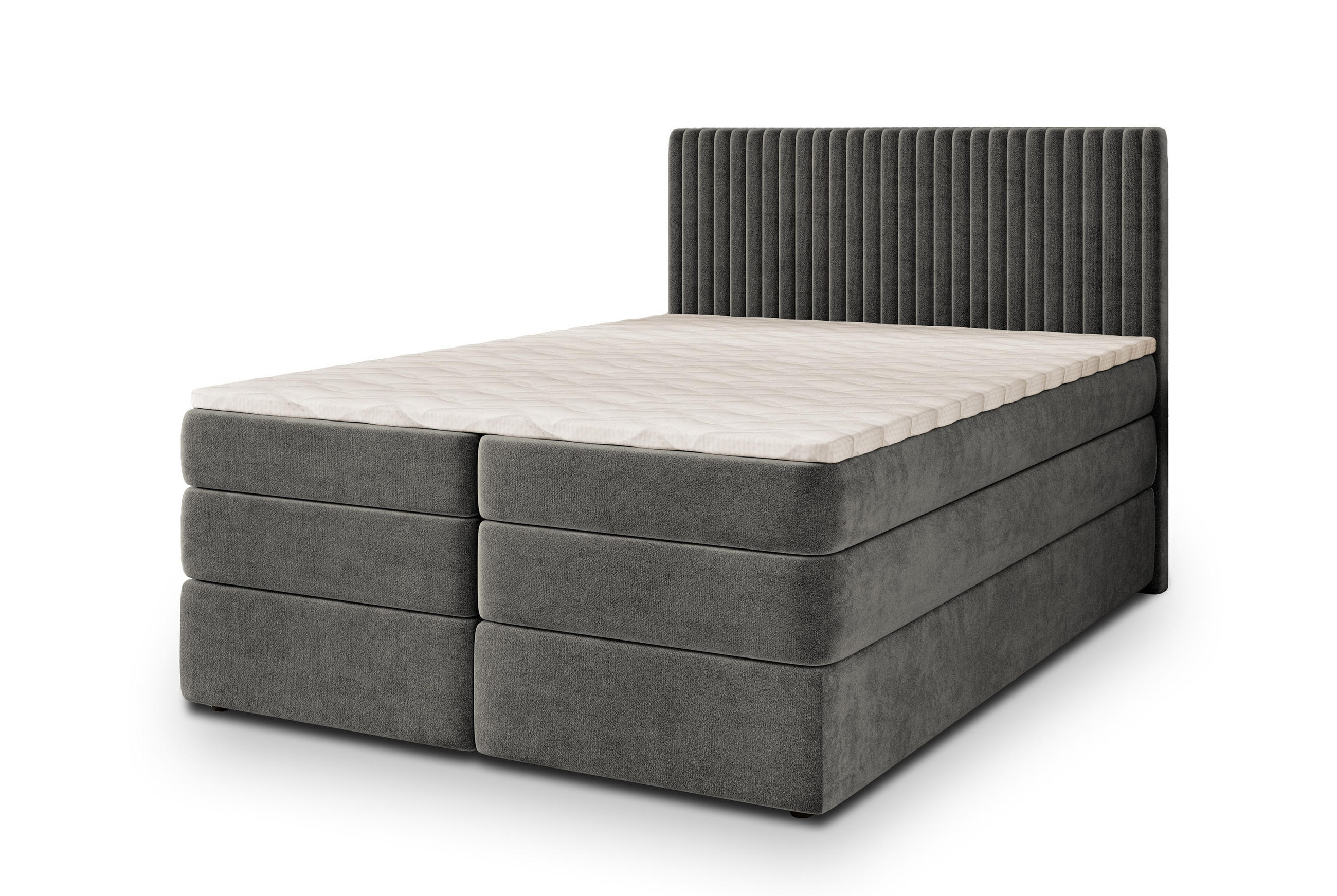 MASSENO POSTEL BOXSPRING FELBIO 140x200 cm, s matrací a úložným prostorem, šedá
