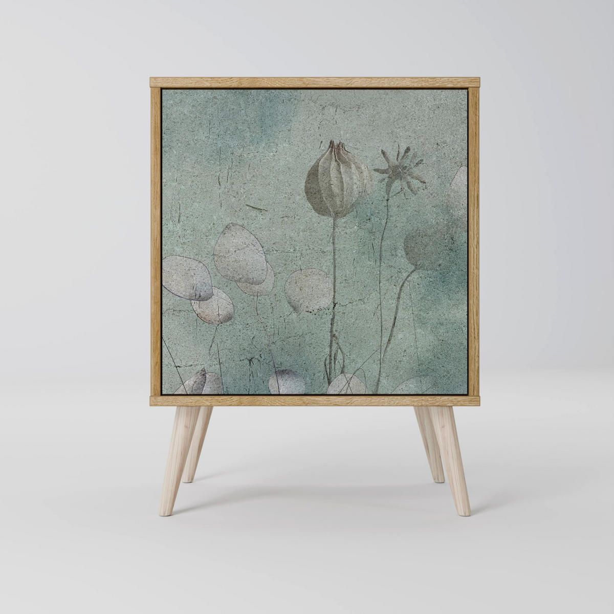 SIDEBOARD NIGHT LADY, Grau, 57,5x42x77,5 cm, Schräge Buchenholzfüße - Buchefarben/Multicolor, Holzwerkstoff/Buchenholz (57.5/77.5/42cm) - SpaceRebels