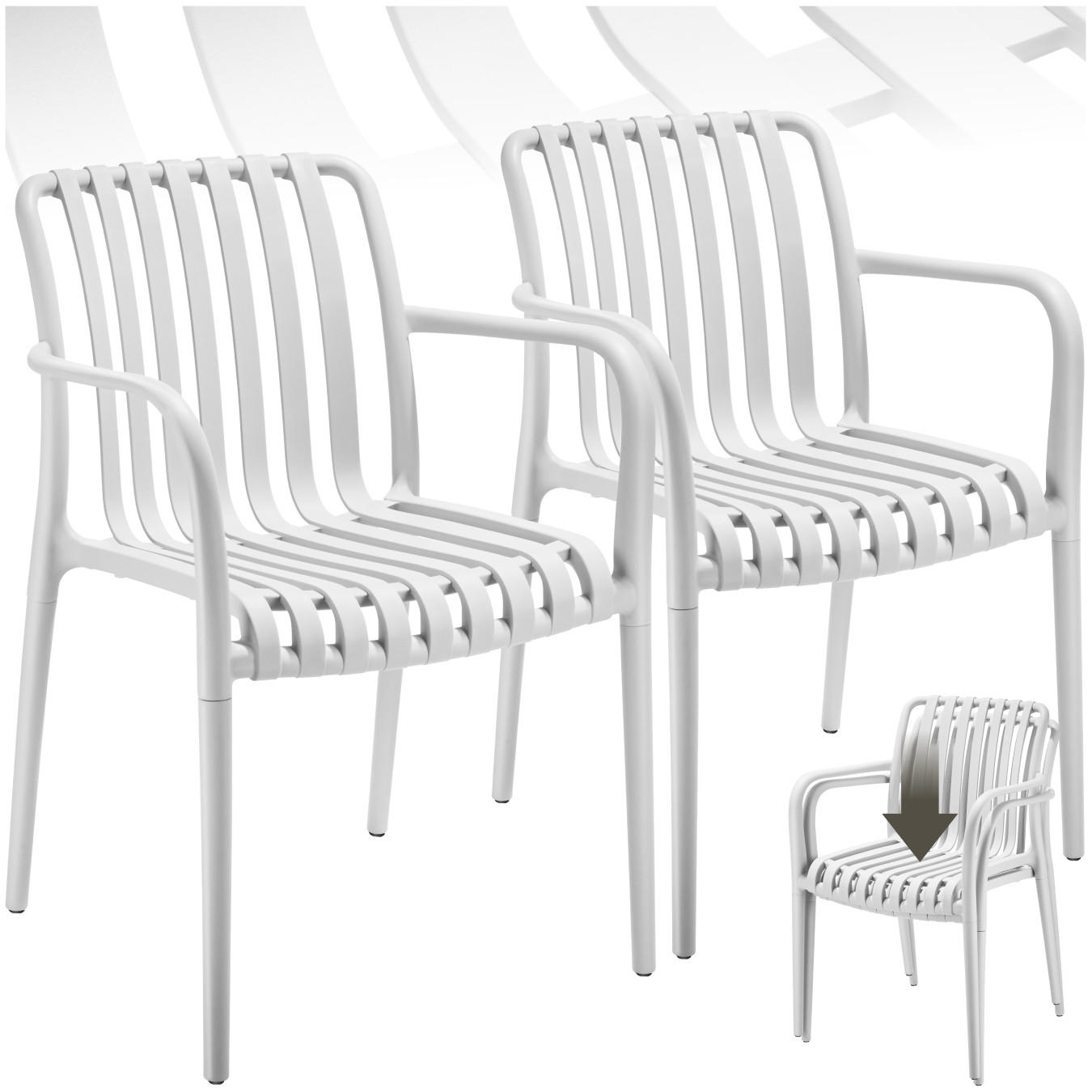 GARTENSTÜHLE Alcudia,54,5 x 58 x 80,5 cm, Belastbarkeit 120 kg,weiß - Creme, Textil (54.5/80.5/58cm) - tectake