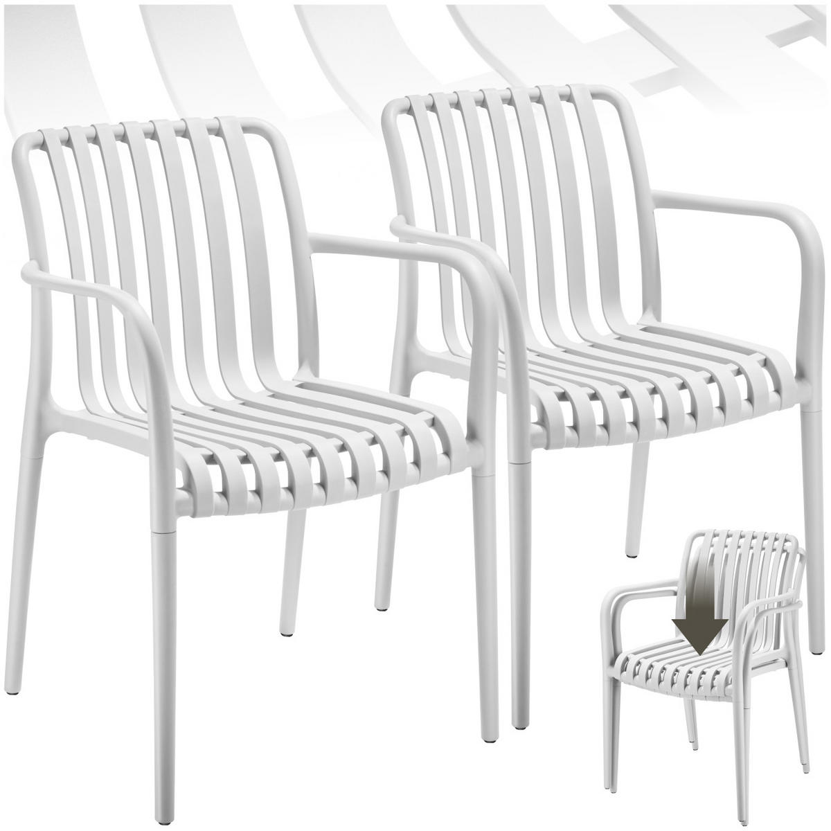 GARTENSTÜHLE Alcudia,54,5 x 58 x 80,5 cm, Belastbarkeit 120 kg,weiß - Creme, Textil (54.5/80.5/58cm) - tectake