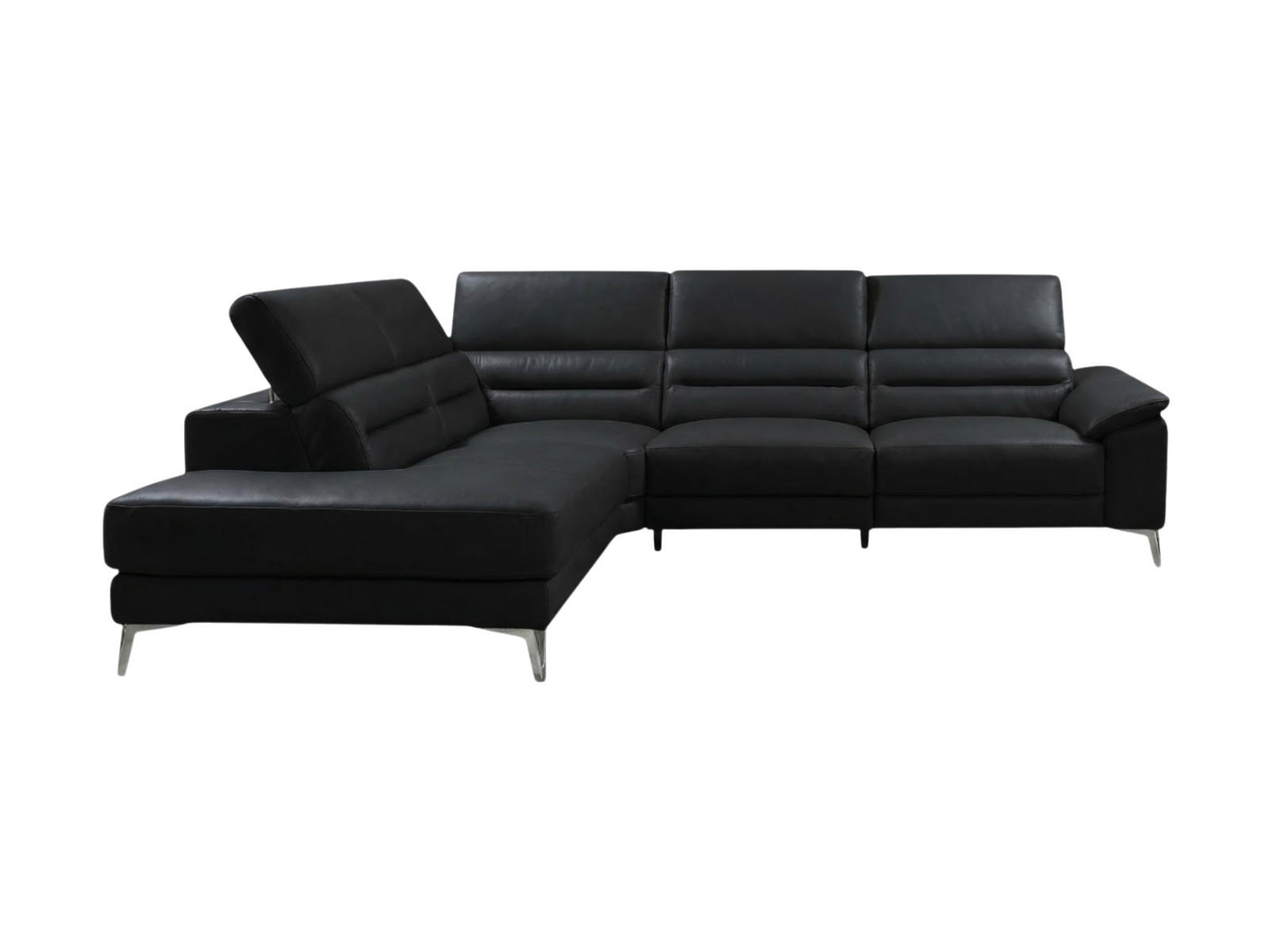 ECKSOFA Tucano Echtleder Schwarz - Schwarz, Leder/Metall (232/258cm)