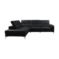 ECKSOFA Tucano Echtleder Schwarz - Schwarz, Leder/Metall (232/258cm)