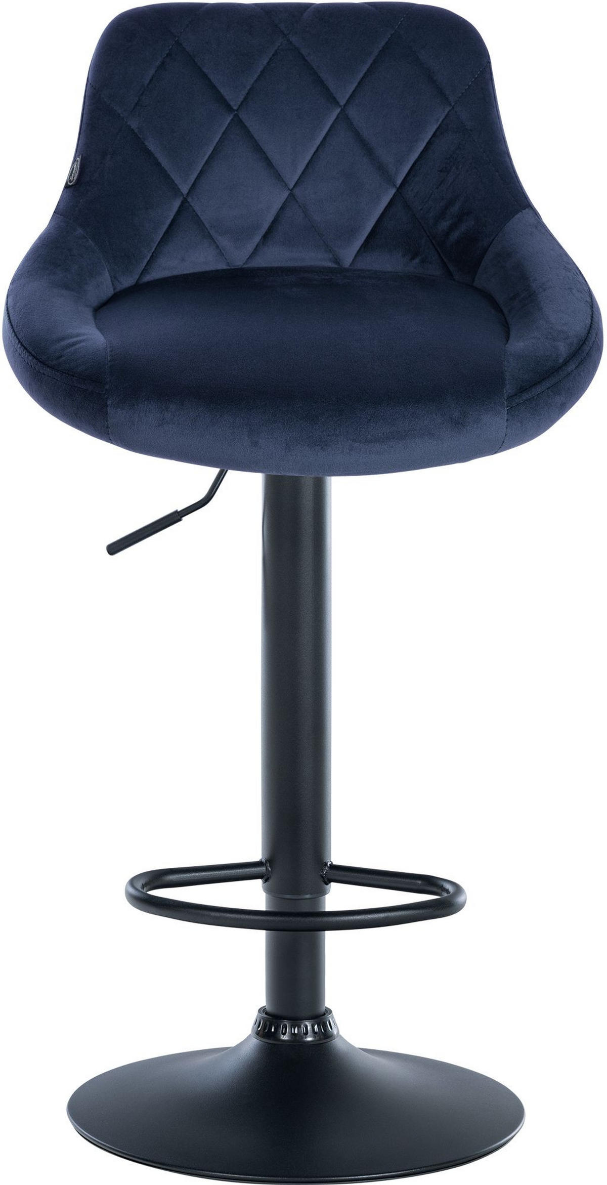 BARHOCKER 2er Set Samt blau - Blau/Schwarz, Textil/Metall (46/83/49cm) - CLP
