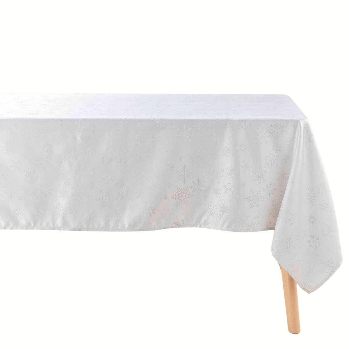 TISCHDECKE Jacquard Flocons 140/300 cm - Weiß, Textil (140cm) - Douceur d´intérieur