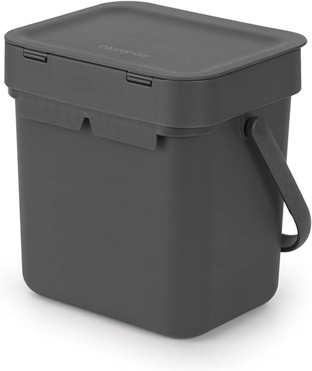 MÜLLEIMER Mit Stay Open Deckel 3 Liter 17,4 x 18,8 x 13,9 cm Kunststoff Dunkelgrau - Grau, Kunststoff (18.8/17.4/13.9cm) - PROREGAL