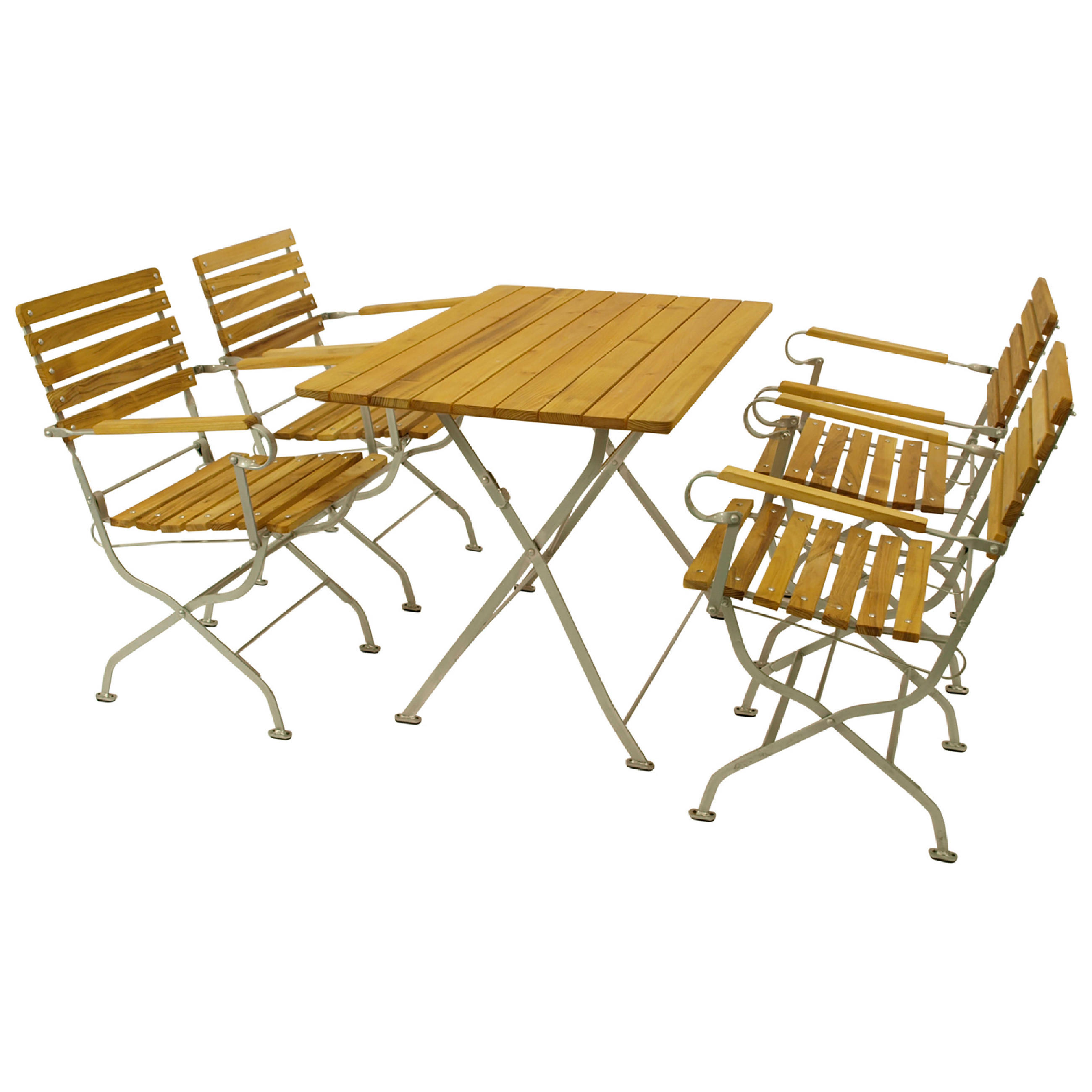 ESS-GRUPPE Townsville 5-teilig, Gartenmöbel Set - Flachstahl - Robinienholz - Gartenset Tisch und Stühle - hellgrau - Grau, Holz - TPFGarden