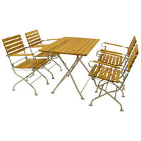 ESS-GRUPPE Townsville 5-teilig, Gartenmöbel Set - Flachstahl - Robinienholz - Gartenset Tisch und Stühle - hellgrau - Grau, Holz - TPFGarden