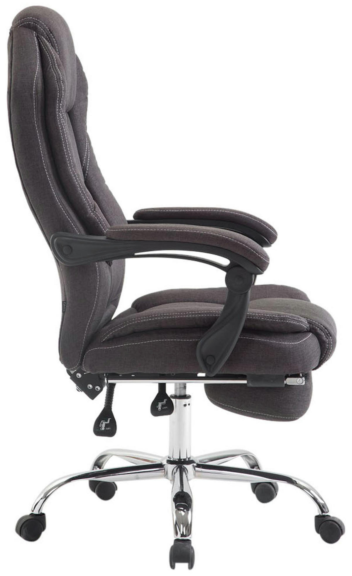 BÜROSTUHL MEDHA Stoff 114x67x64 Dunkelgrau Stoff Metall - Dunkelgrau, Textil/Metall (67/114/64cm) - DELUKE