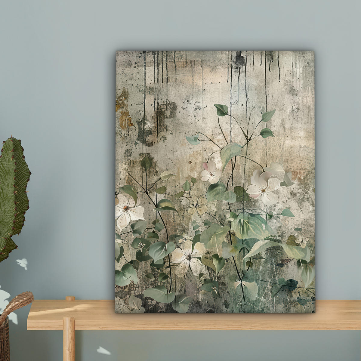 LEINWANDBILD - Blumen - Blätter - Abstrakt - Modern - 30x40 - Bilder - Grau, Textil (30/40cm) - MuchoWow