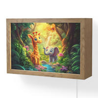WANDLEUCHTE Giraffe - Elefant - Blumen - Dschungel 30x20 cm - Grün, Holzwerkstoff (30/20/8cm) - OnlyWow