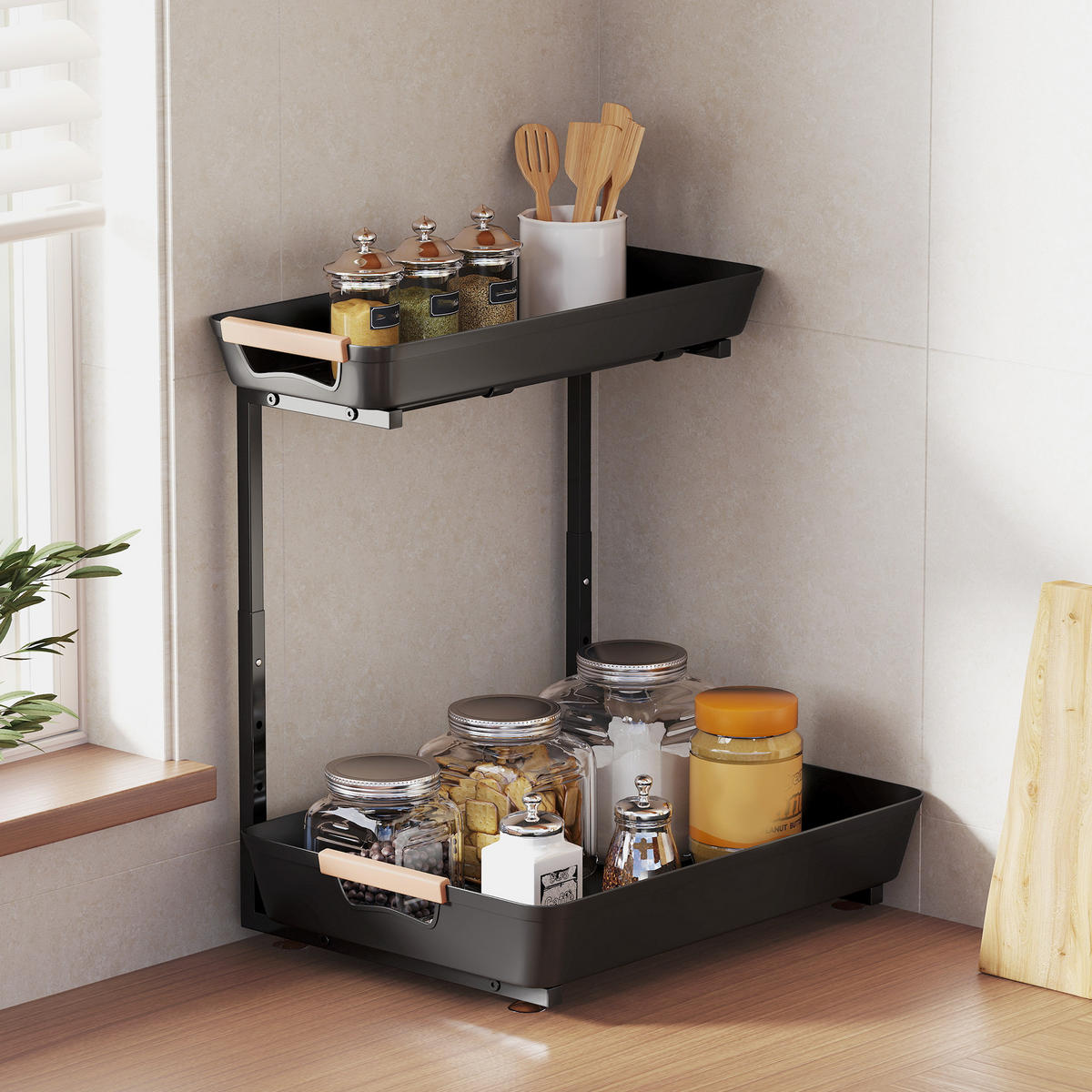 KÜCHENREGAL Metall Kunststoff Schwarz - Schwarz, Metall (30/42/40cm) - HOMCOM
