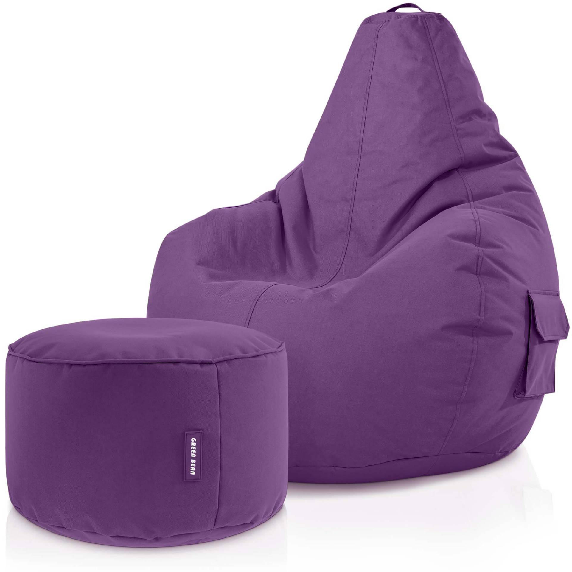 SITZSACK + Hocker "Cozy+Stay" 2er Set - Lila, Textil (70/90/80cm) - Green Bean