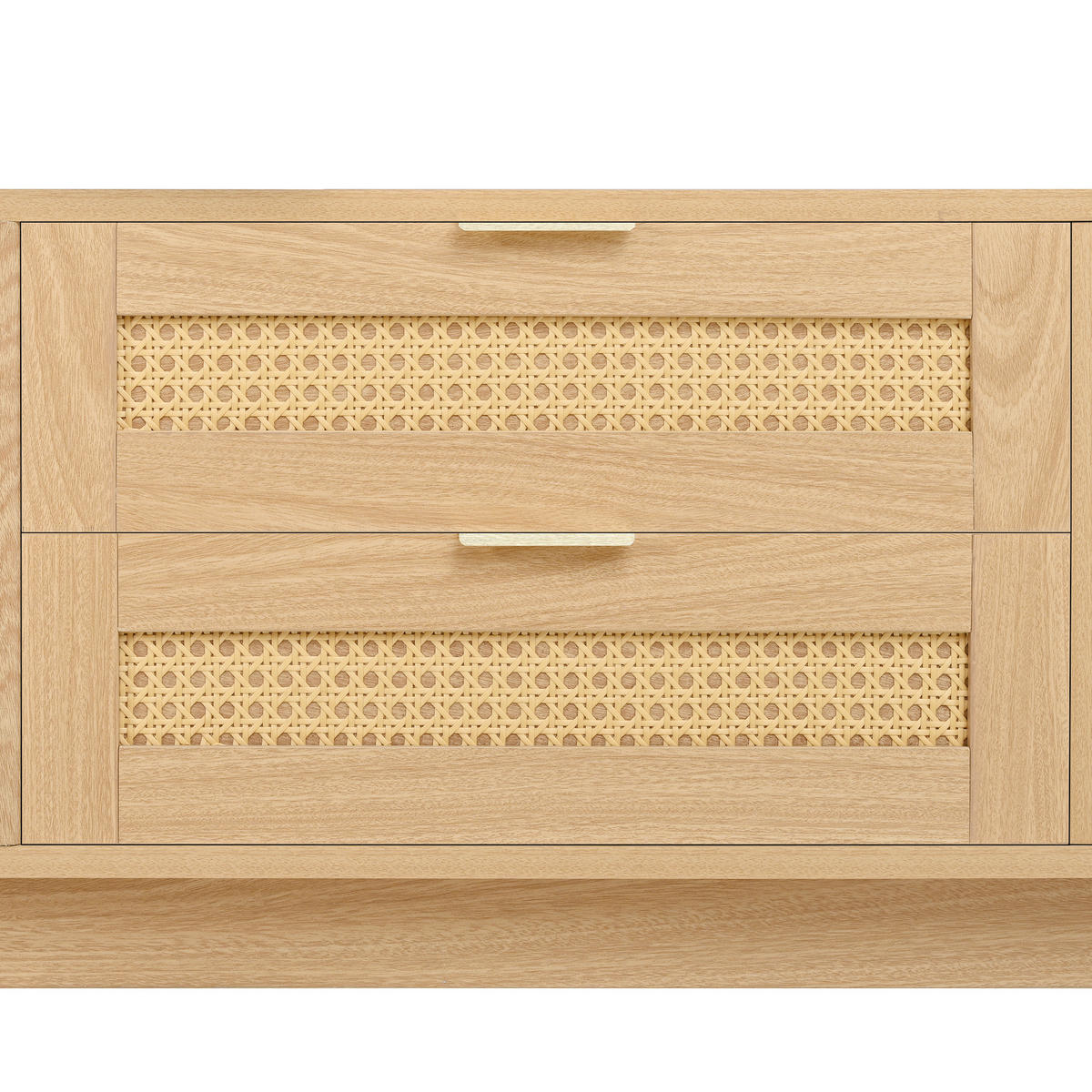 TV-RACK 180x40x50cm Naturfarben mit LED-Beleuchtung und Glastüren - Naturfarben, Holz (38.89/19.51/106.5cm) - Raelunyi