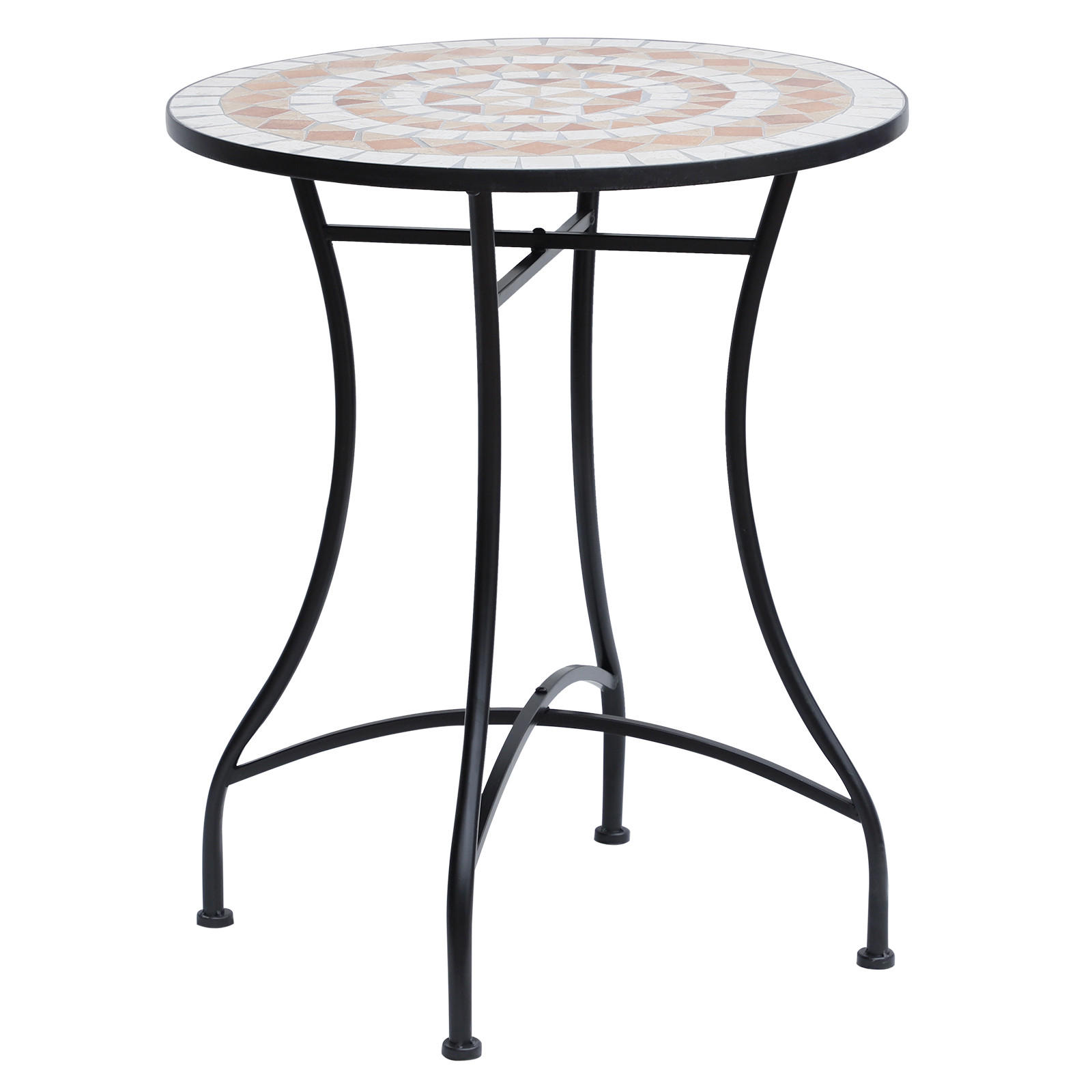 GARTENTISCH, Orange + Weiß,Stahl - Schwarz/Orange, Keramik/Metall (60/60/71cm) - Outsunny