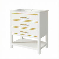 WASCHBECKENUNTERSCHRANK Badezimmermöbel mit integriertem Keramikwaschbecken mit 2 Schubladen + offenem Fach Weiß 66 cm - Weiß, Keramik/Holzwerkstoff (76/86/46.5cm) - EVRYAE