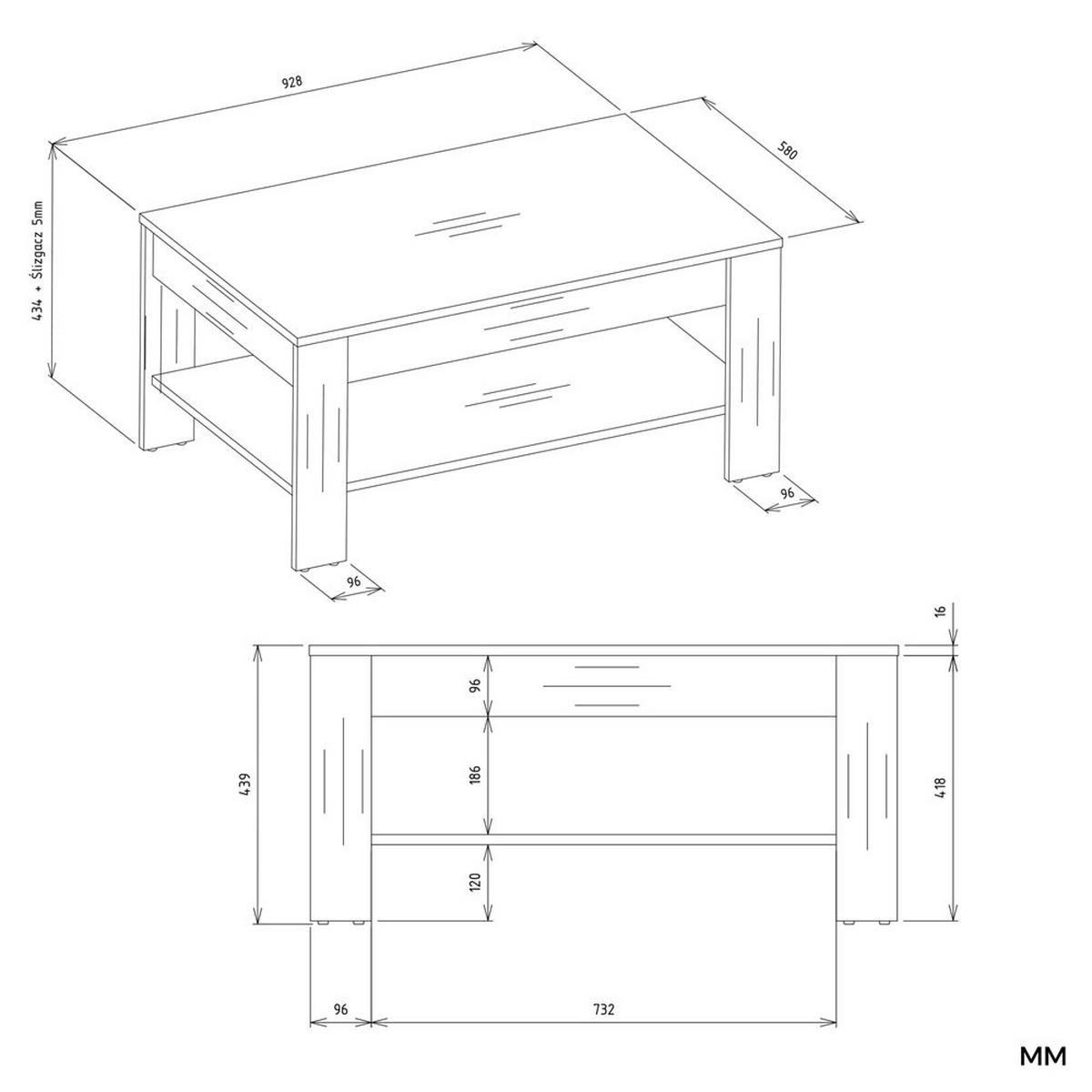 STOLIĆ ZA KAVU Artisan, crni 93/44/58 - crna, drvni materijal (58/93/44cm) - RAUMHIRSCH FURNITURE