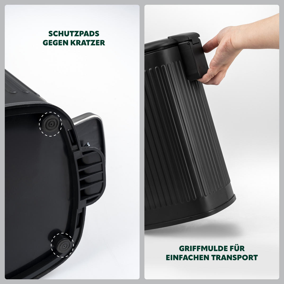 ABFALLEIMER 9 Liter, schwarz - Schwarz, Metall (20/37.5/27.5cm) - eluno