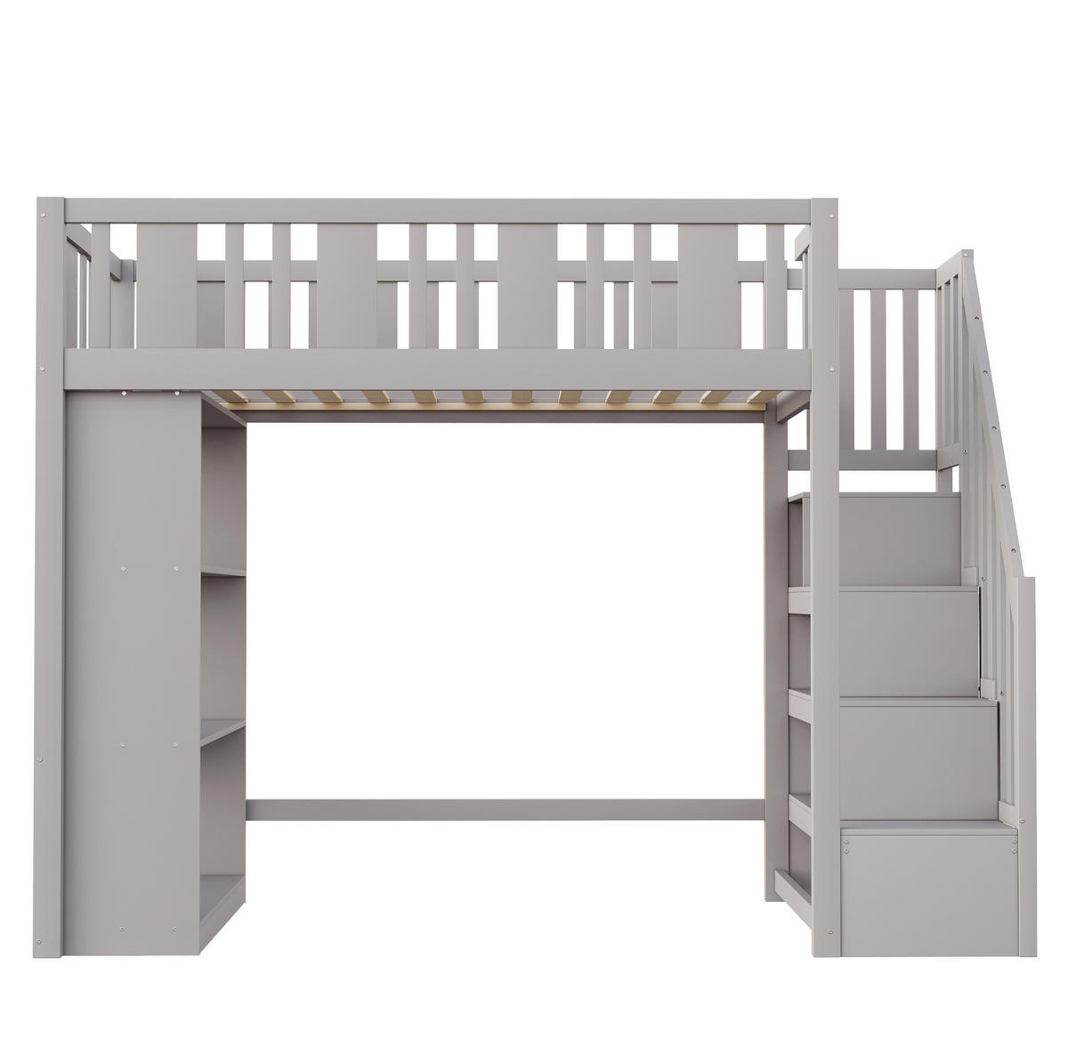 PATROVÁ postel 90/200 cm šedá s úložným schodem - šedá, dřevo (90/200cm) - OKWISH