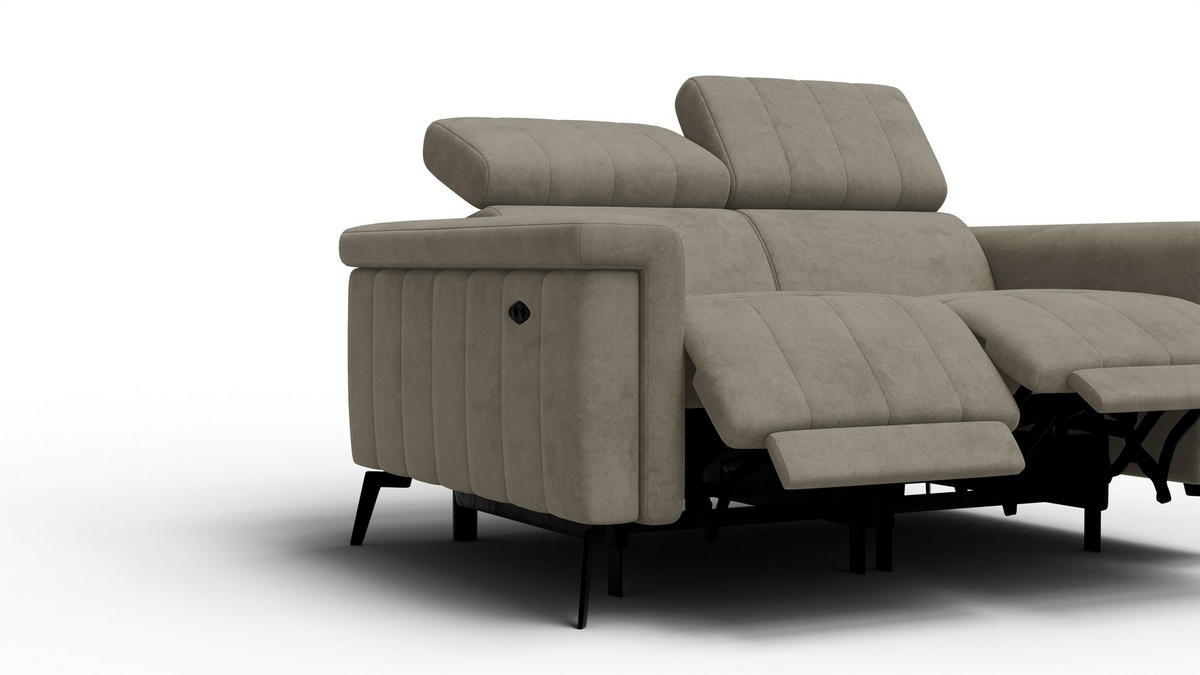 RELAXSOFA NORDEL 2-Sitzer, dunkles beige - Beige/Schwarz, Holz/Textil (150/80/105cm) - Courtois Laville