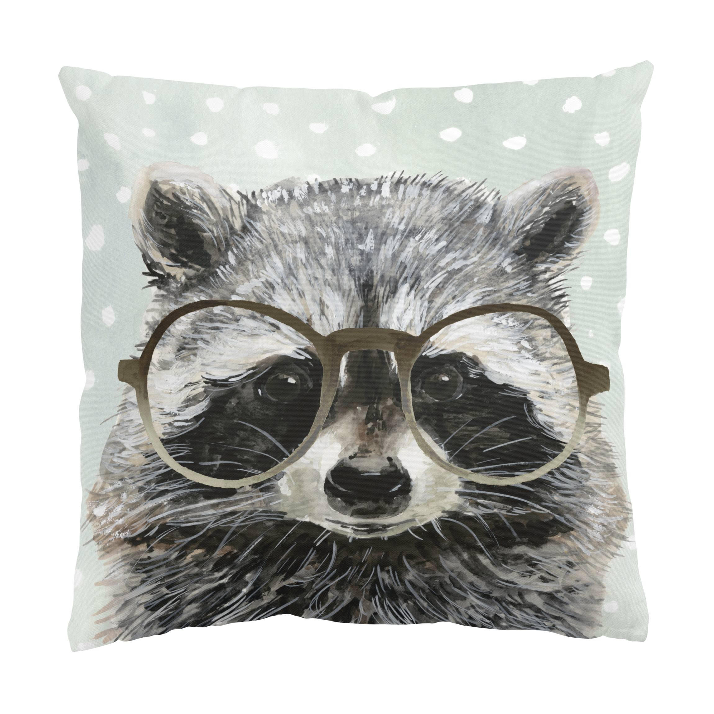 KISSENBEZUG Bebrillte Tiere - Waschbär 40/40 cm - Grau, Textil (40/40cm) - Bilderwelten