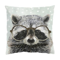 KISSENBEZUG Bebrillte Tiere - Waschbär 40/40 cm - Grau, Textil (40/40cm) - Bilderwelten