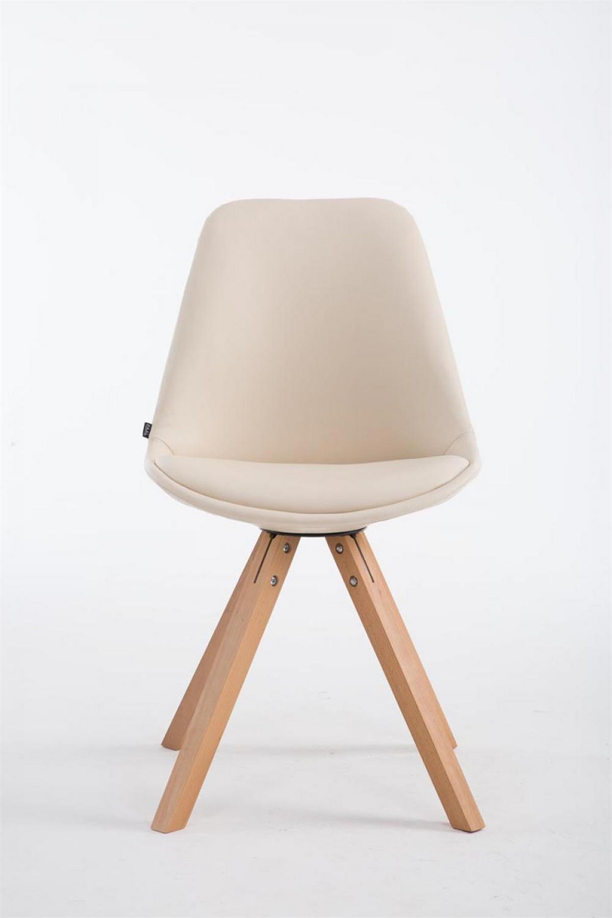 STUHL Lederlook creme - Eukalyptusholzfarben/Creme, Holz/Textil (47.5/83.5/55.5cm) - CLP