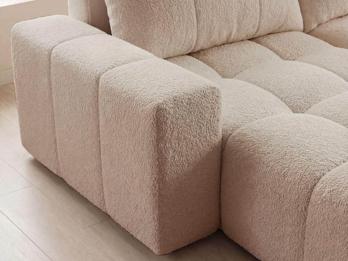 ECKSOFA Bresso Bouclé-Stoff Beige - Beige, Holz/Textil (255/168cm) - Graingold