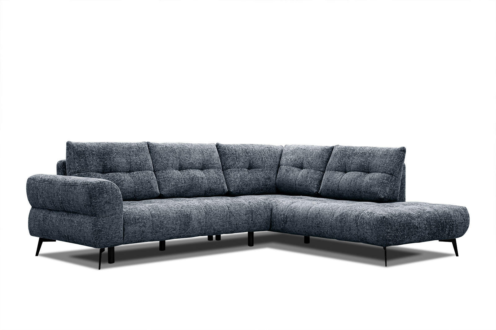 ECKSOFA SALVINI 5-Sitzer, dunkelblau - Schwarz/Dunkelblau, Holzwerkstoff/Textil (292/158cm) - Courtois Laville