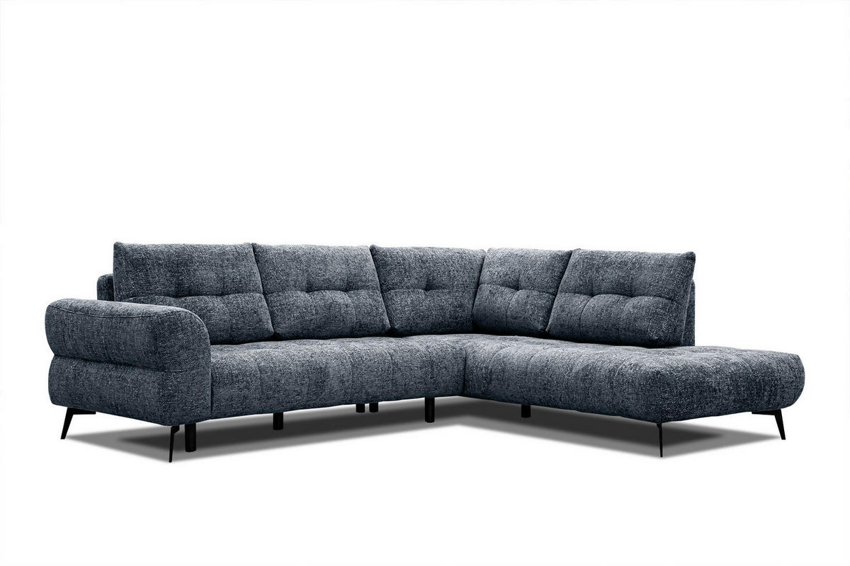 ECKSOFA SALVINI 5-Sitzer, dunkelblau - Schwarz/Dunkelblau, Holzwerkstoff/Textil (292/158cm) - Courtois Laville