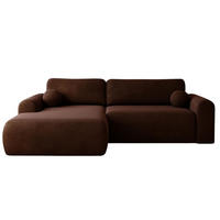 ECKSOFA velvet braun links AURA - Braun, Holzwerkstoff (257/177cm) - Compleo24