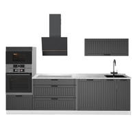 KUHINJA Fame-Line, Temno siva/Bela, 280 cm brez delovne plošče - temno siva/bela, leseni material (280/153.6/51.6cm) - Vicco