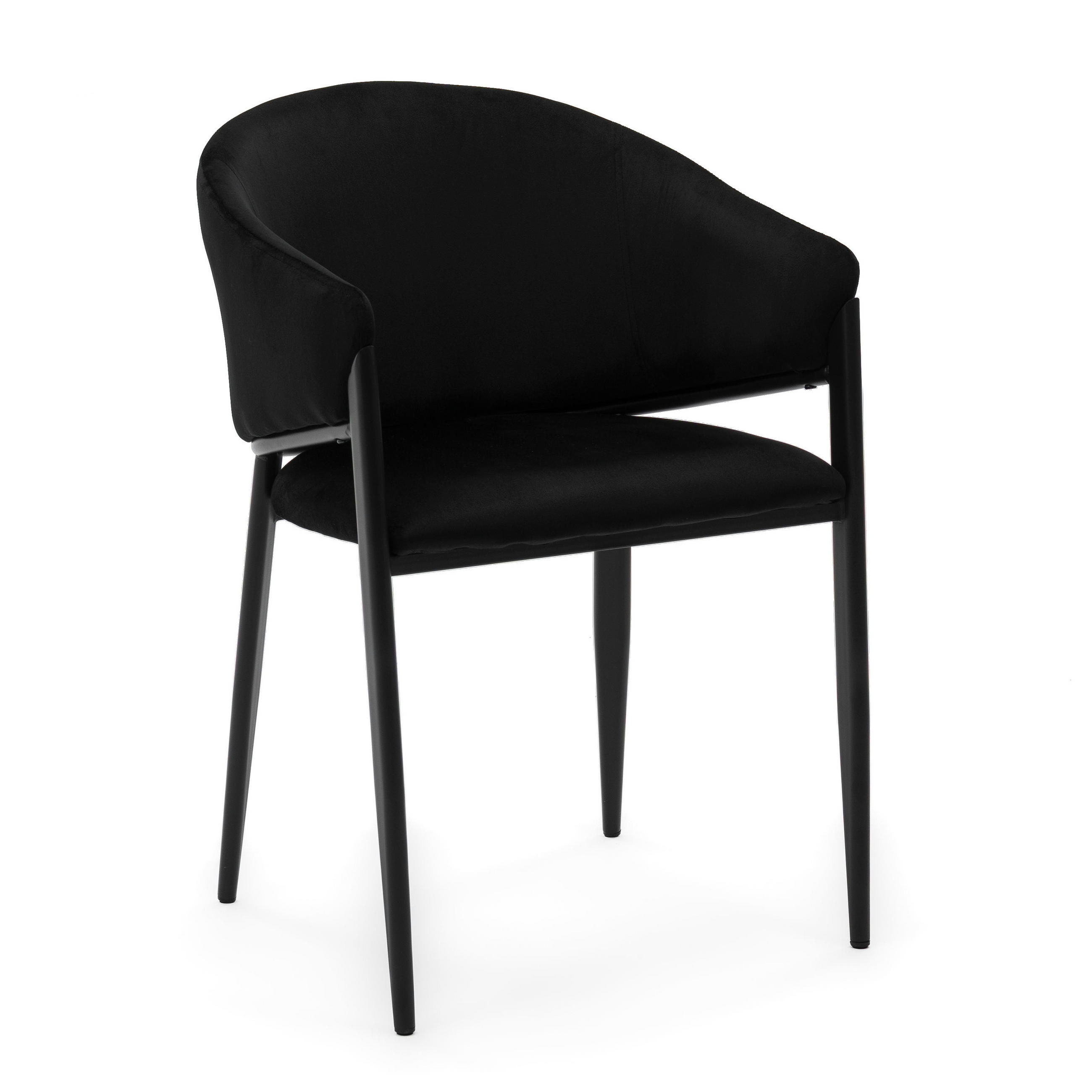 STUHL BUENO gespolsterter - schwarz - Glamour Velour Samt - Schwarz, Textil/Metall (57/81/59cm) - NEW HOME