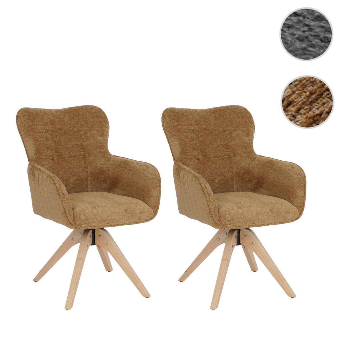 JÍDELNÍ ŽIDLE Hořčičně žlutá, sada 2 ks - žlutá, textil (62/92/68cm) - MCW