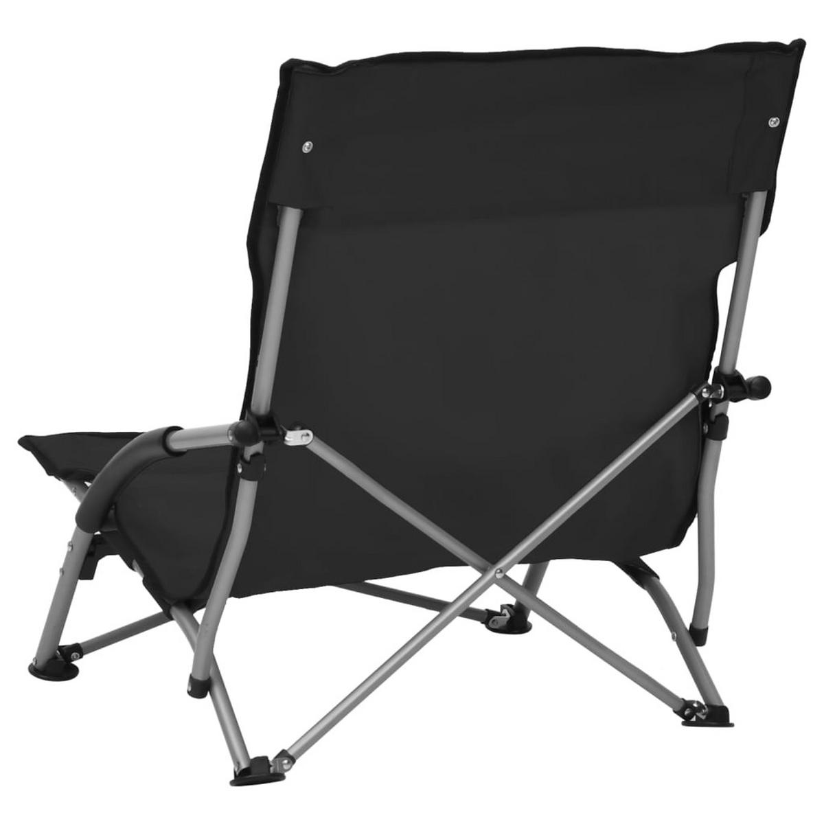 KLAPPBARE Strandstühle 2Er Set Schwarz Stoff - Schwarz, Textil (65.5/66/55.5cm) - vidaXL