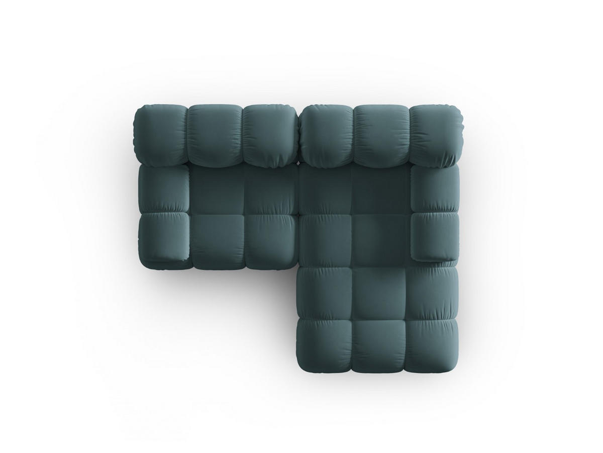 MODULARES-ECKSOFA rechts Bellis aus Samt petrol 3 Sitzplätze - Petrol, Textil (157/191cm) - Micadoni