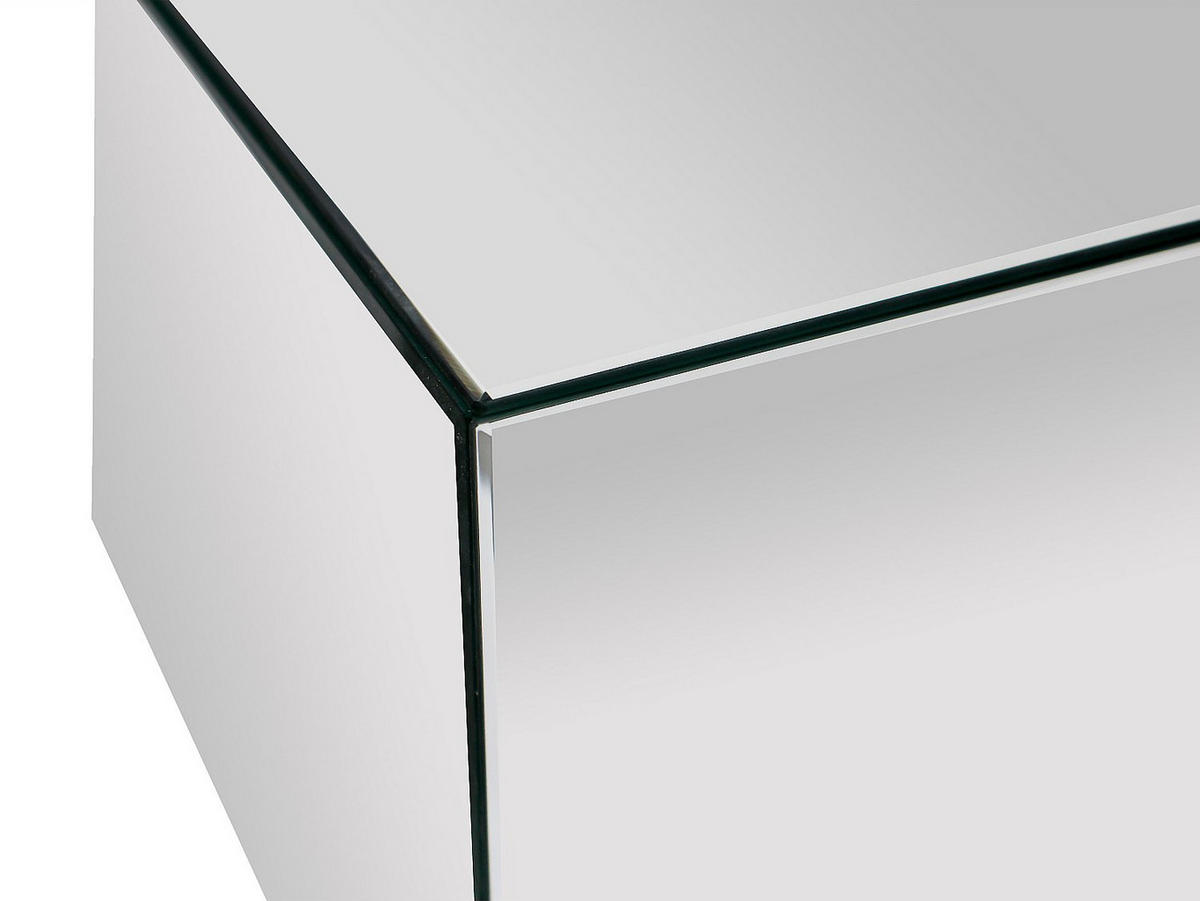 COUCHTISCH aus MDF und Spiegel – PRISMELIO - Silberfarben, Glas (90/90/22cm) - Vente-Unique