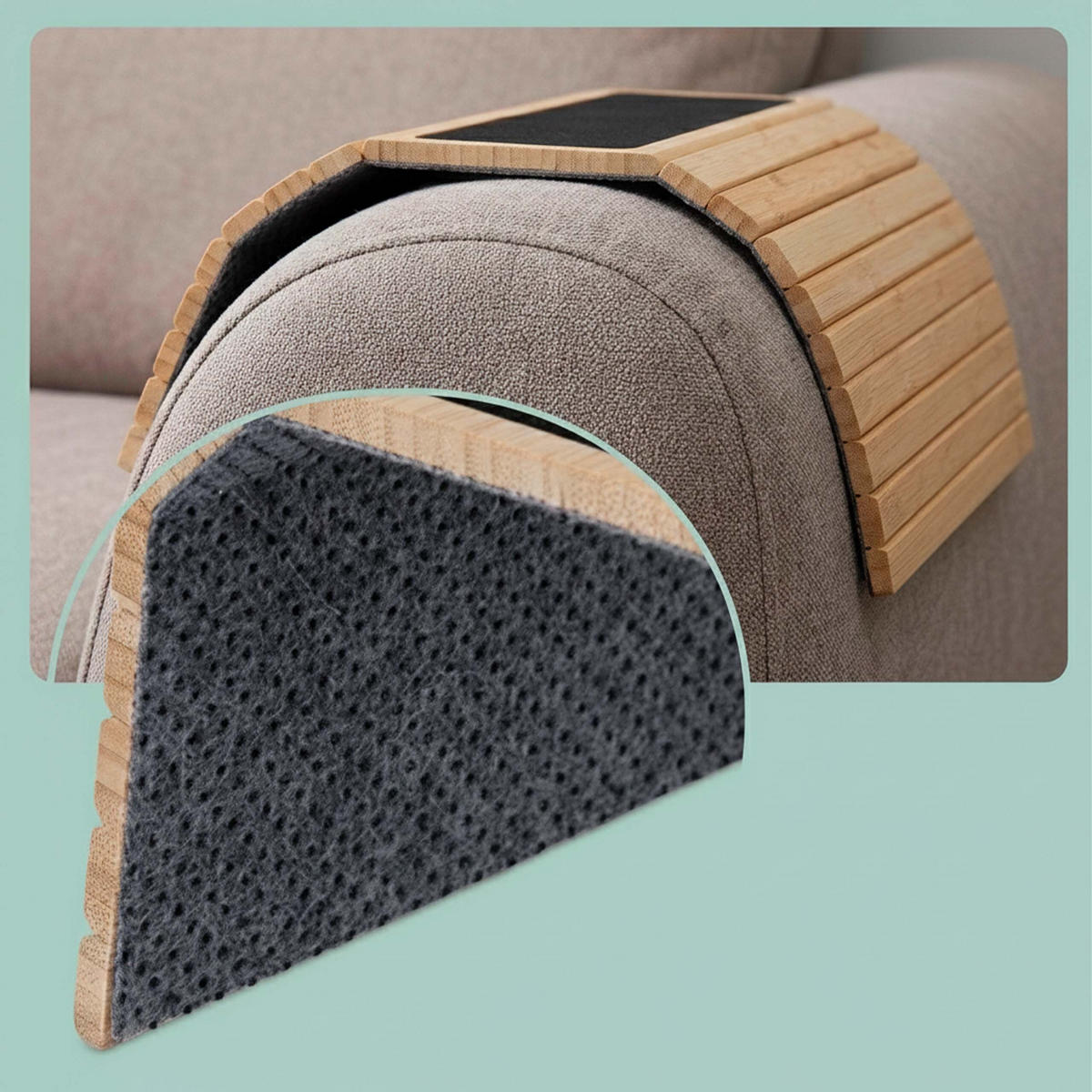 ARMLEHNENTABLETT Natur Schwarz Bambus klappbar - Multicolor, Holz/Textil (42/1/34cm) - Relaxdays