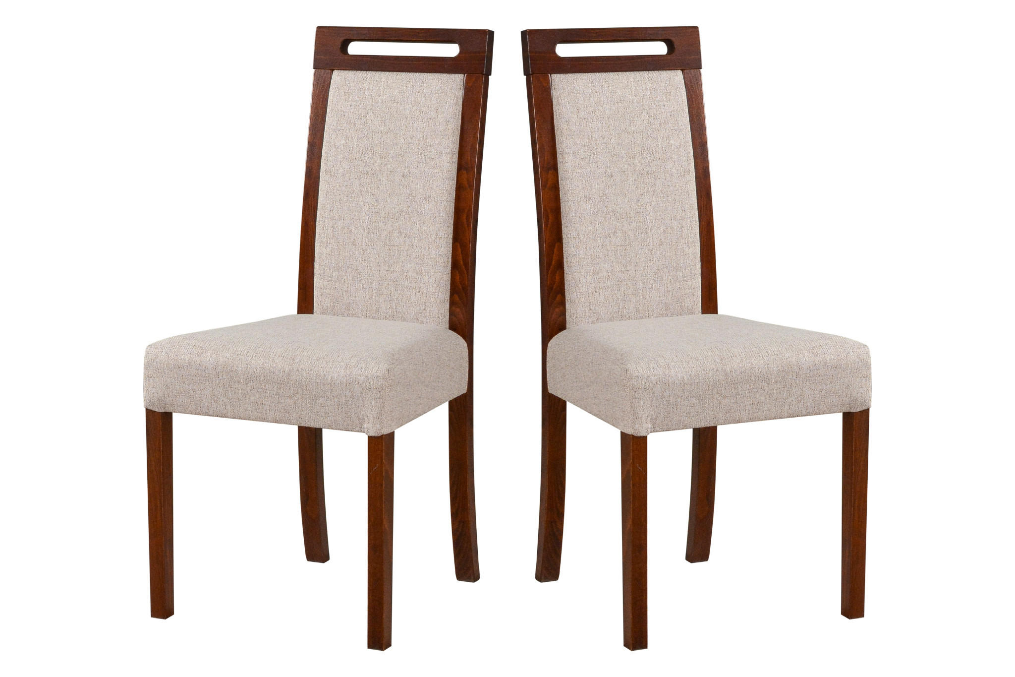 STUHL 2er Set ROMA 5 nussbaum - Champagner/Nussbaumfarben, Holz (43/96/40cm) - Leaf Design