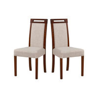 STUHL 2er Set ROMA 5 nussbaum - Champagner/Nussbaumfarben, Holz (43/96/40cm) - Leaf Design