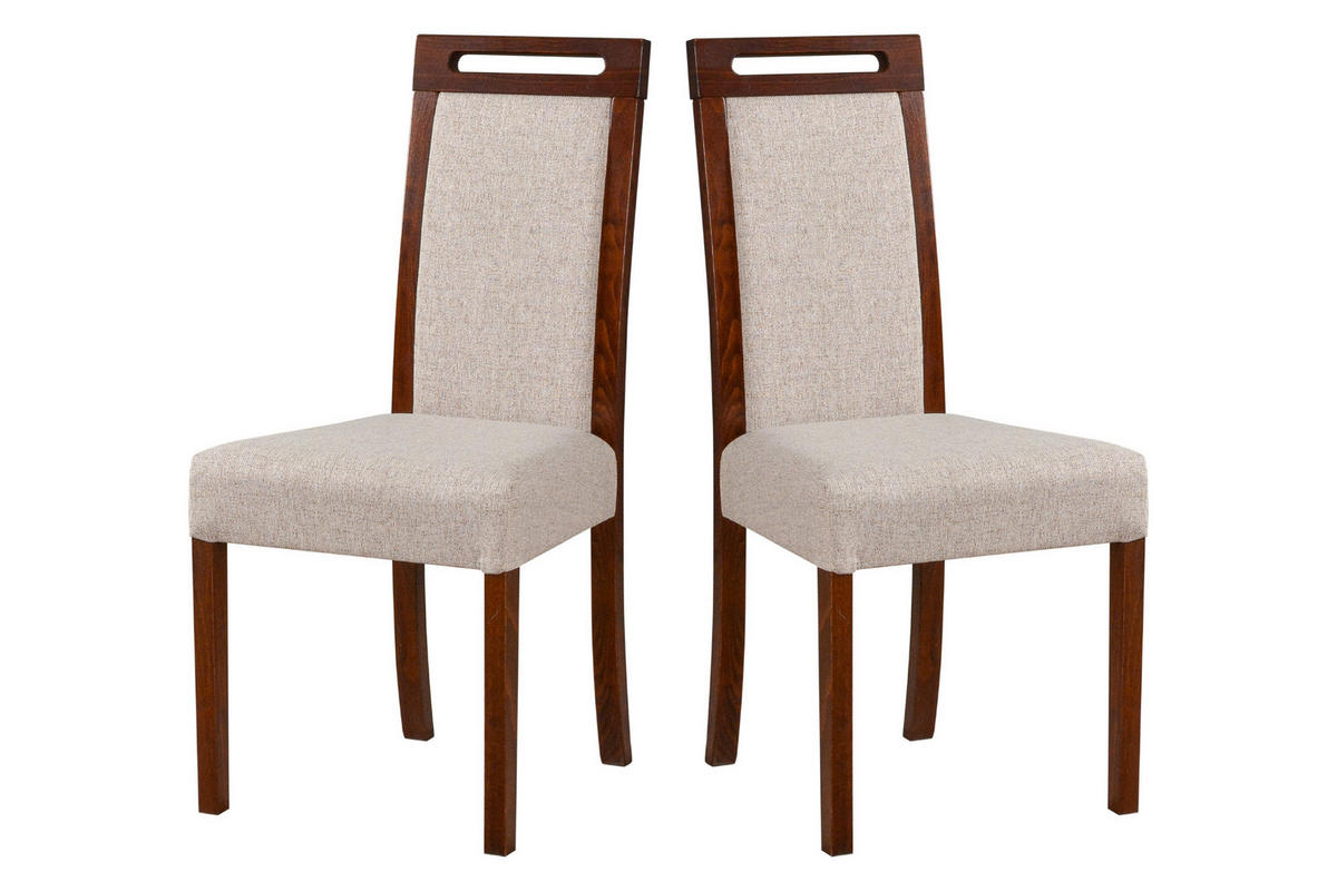 STUHL 2er Set ROMA 5 nussbaum - Champagner/Nussbaumfarben, Holz (43/96/40cm) - Leaf Design