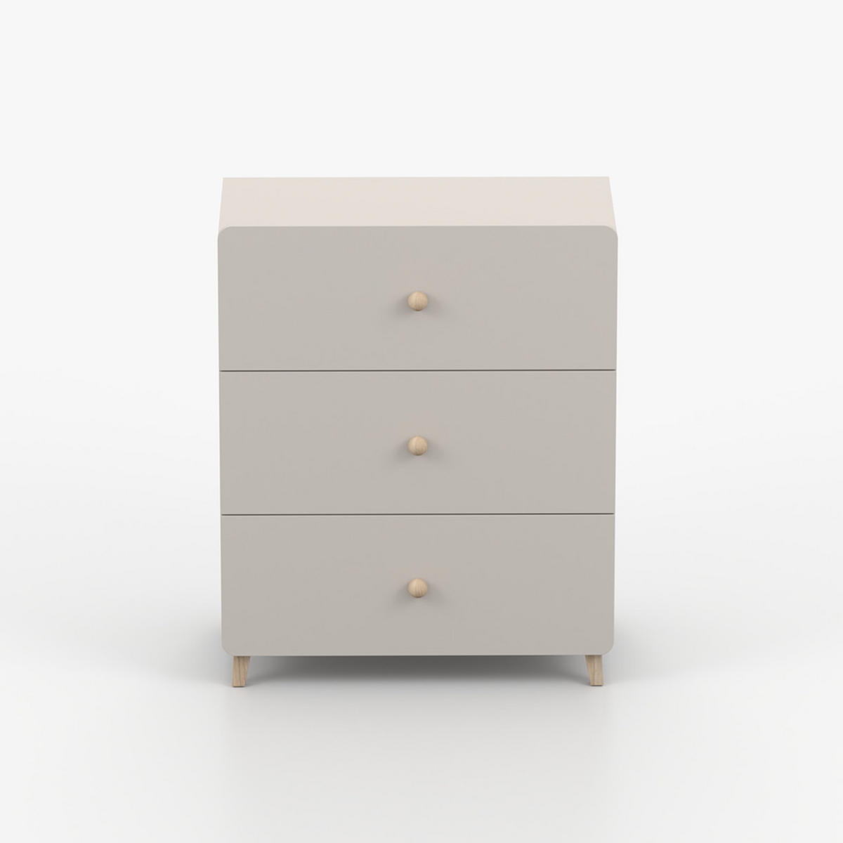 KOMMODE MARIO 3S 90 cm Kaschmir/Kaschmir, drei Schubladen, Holzgriffe - Kaschmir, Holzwerkstoff (80/99/40cm) - imoebel24