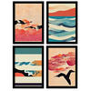 POSTER Set mit 4 Vogel im Abstrakt Moderne Galaxien A3 Rahmenlos - Klar, Papier (29.7/3cm) - Nacnic