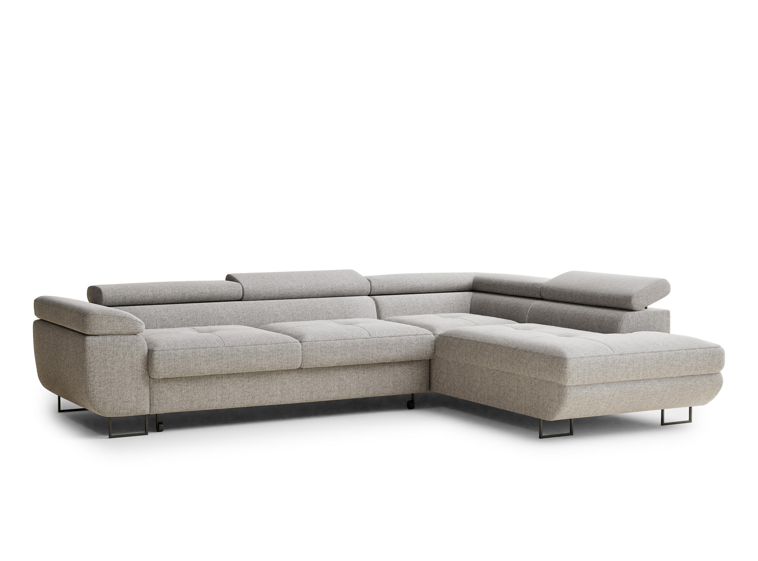 ECKSOFA Concord Beige grau Webstoff - Rechts Seite - Greige/Schwarz, Holz/Holzwerkstoff (277/203cm) - Maison de Reve