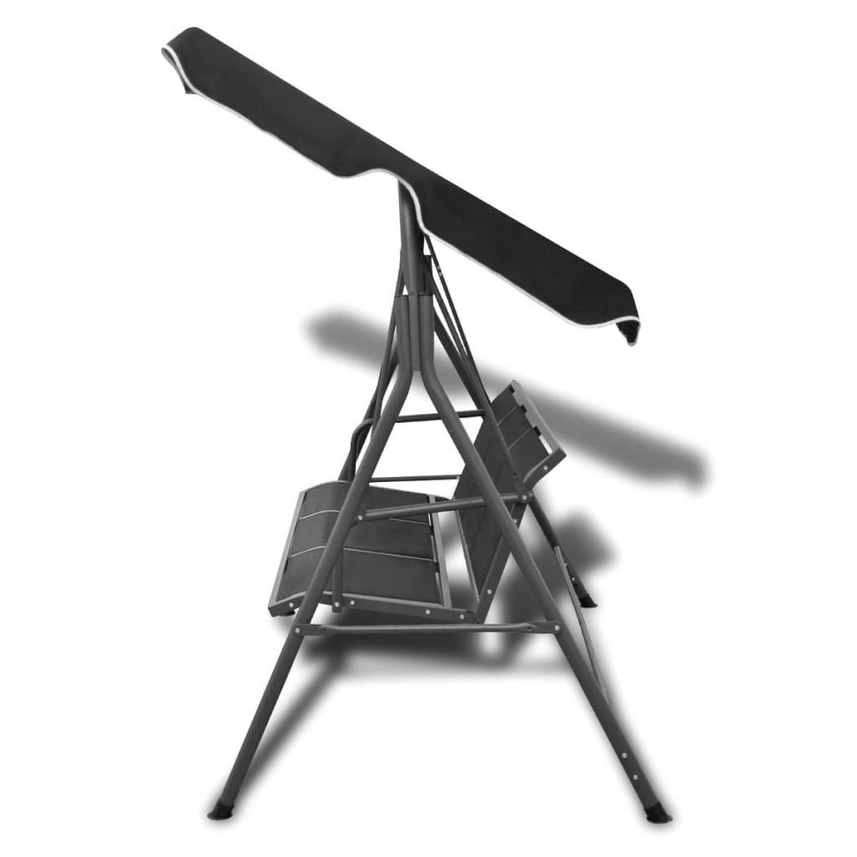 HOLLYWOODSCHAUKEL Mit Dach Schwarz - Schwarz, Metall (178/155/112cm) - vidaXL