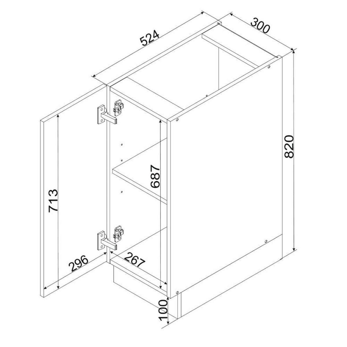 UNTERSCHRANK D30 P/L ( S1600/3 ) – BONO – Funktionales Küchenelement – Gold / Eiche - Eichefarben, Holzwerkstoff (30/82/51cm) - ROYAL24_MARKT
