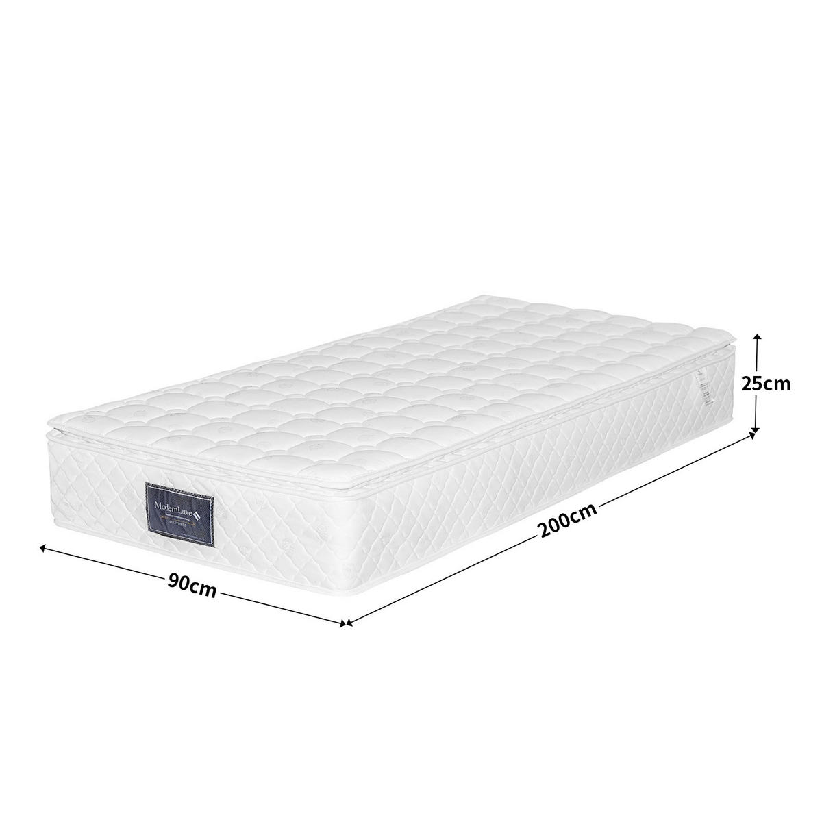 MATRATZE 90x200 cm Taschenfederkern 7 Zonen H3 25 cm - Weiß, Holz (90/200cm) - LEBENLANG