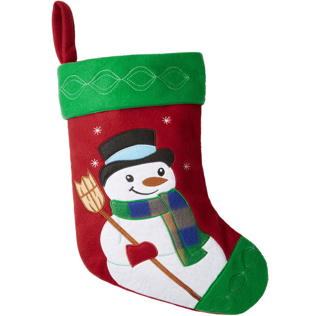 NIKOLAUSSTIEFEL Mit Schneemann-motiv,strapazierfähig, 26 x 36,5 cm,rot/grün - Rot/Grün, Kunststoff (36.5/0.5/26cm) - tectake