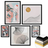 WANDBILDER 5er-Set - 50x50 cm & 20x30 cm & 40x60 cm Schwarzer Rahmen - Wasserfälle, Brücken, Bäume, Jahreszeiten - Schwarz, Kunststoff (40/60cm) - ArtPrintCave