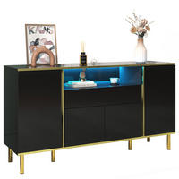 SIDEBOARD 150/40/80 cm in Schwarz Hochglanz mit 4 Türen, Schublade und LED - Schwarz, Holzwerkstoff (150/80/40cm) - Flora Grace