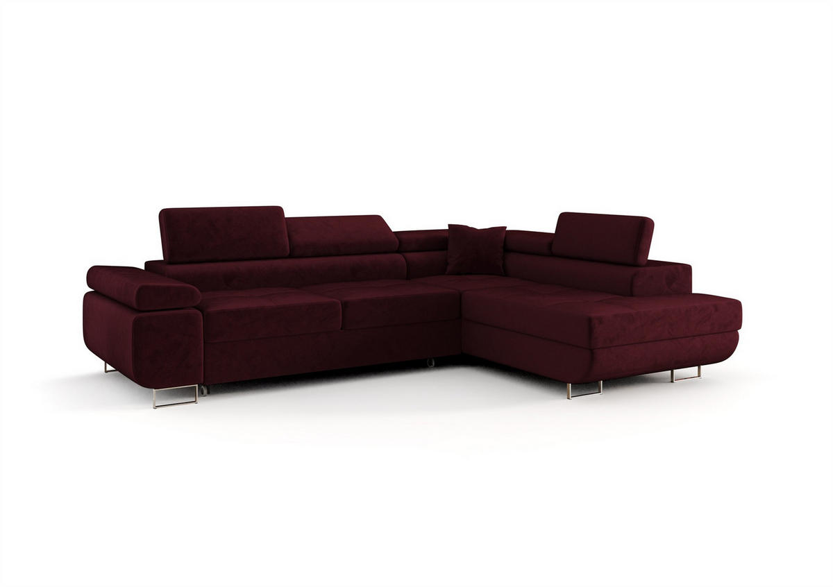ECKSOFA Monaro Mit Schlaffunktion - Bordeaux, Holzwerkstoff/Textil (275/202cm) - Fun Möbel
